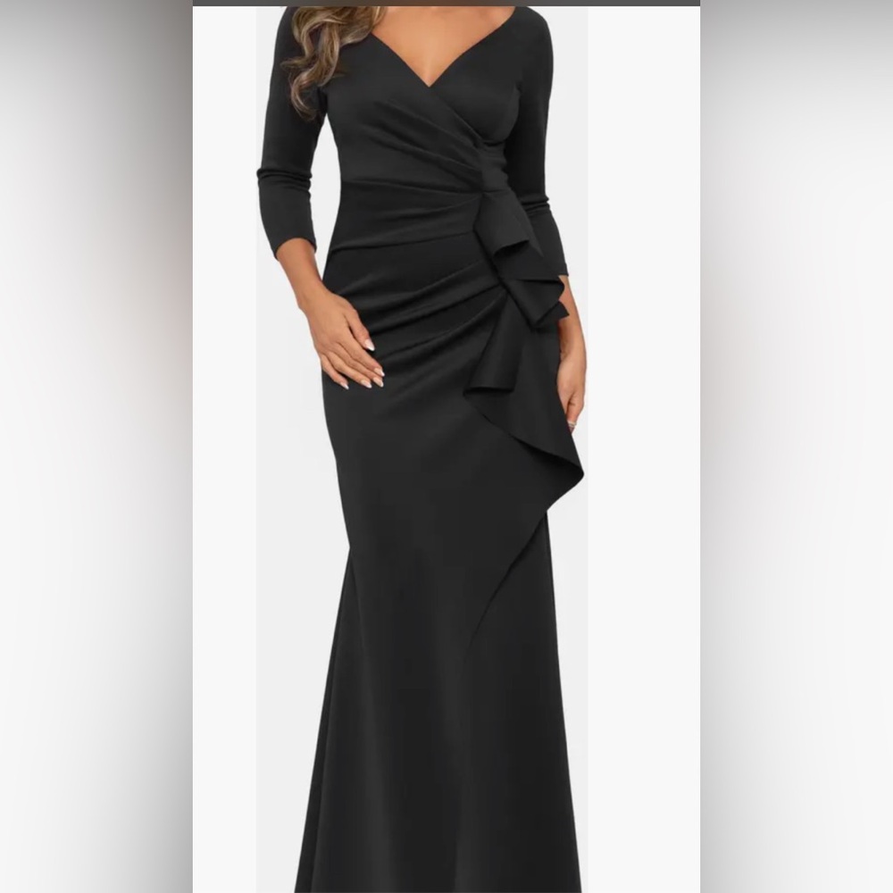 Xscape Black Ruffle Detail Dress